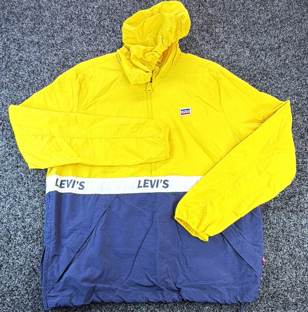 Levi’s Colorblock Hooded Windbreaker Jacket Full Zip Stand-Up Collar Men’s S